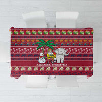 Thailand Christmas Tablecloth with Santa Elephant Snowman Palm Tree and Sawasdee Holiday - Wonder Print Shop