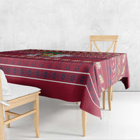 Thailand Christmas Tablecloth with Santa Elephant Snowman Palm Tree and Sawasdee Holiday - Wonder Print Shop
