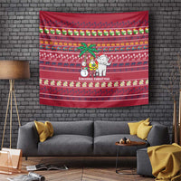 Thailand Christmas Tapestry with Santa Elephant Snowman Palm Tree and Sawasdee Holiday - Wonder Print Shop