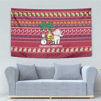 Thailand Christmas Tapestry with Santa Elephant Snowman Palm Tree and Sawasdee Holiday - Wonder Print Shop