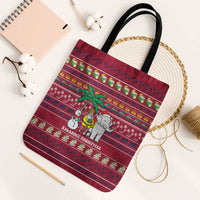 Thailand Christmas Tote Bag with Santa Elephant Snowman Palm Tree and Sawasdee Holiday - Wonder Print Shop