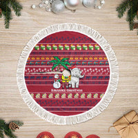Thailand Christmas Tree Skirt with Santa Elephant Snowman Palm Tree and Sawasdee Holiday - Wonder Print Shop