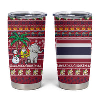 Thailand Christmas Tumbler Cup with Santa Elephant Snowman Palm Tree and Sawasdee Holiday - Wonder Print Shop