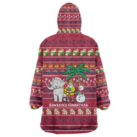 Thailand Christmas Wearable Blanket Hoodie with Santa Elephant Snowman Palm Tree and Sawasdee Holiday - Wonder Print Shop