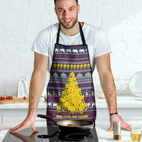 Thailand Christmas Apron with Yellow Flower Tree Garuda Emblem and Elephant Holiday - Wonder Print Shop