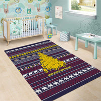 Thailand Christmas Area Rug with Yellow Flower Tree Garuda Emblem and Elephant Holiday - Wonder Print Shop