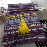 Thailand Christmas Bedding Set with Yellow Flower Tree Garuda Emblem and Elephant Holiday - Wonder Print Shop