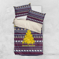 Thailand Christmas Bedding Set with Yellow Flower Tree Garuda Emblem and Elephant Holiday - Wonder Print Shop