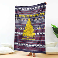 Thailand Christmas Blanket with Yellow Flower Tree Garuda Emblem and Elephant Holiday - Wonder Print Shop