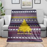 Thailand Christmas Blanket with Yellow Flower Tree Garuda Emblem and Elephant Holiday - Wonder Print Shop