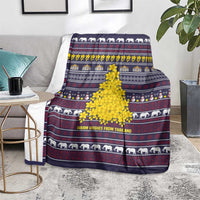 Thailand Christmas Blanket with Yellow Flower Tree Garuda Emblem and Elephant Holiday - Wonder Print Shop