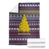 Thailand Christmas Blanket with Yellow Flower Tree Garuda Emblem and Elephant Holiday - Wonder Print Shop