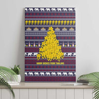 Thailand Christmas Canvas Wall Art with Yellow Flower Tree Garuda Emblem and Elephant Holiday - Wonder Print Shop