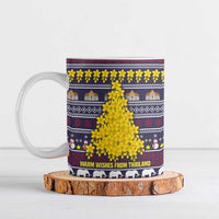 Thailand Christmas Ceramic Mug with Yellow Flower Tree Garuda Emblem and Elephant Holiday - Wonder Print Shop