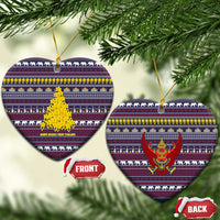 Thailand Christmas Ceramic Ornament with Yellow Flower Tree Garuda Emblem and Elephant Holiday - Wonder Print Shop