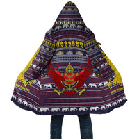 Thailand Christmas Cloak with Yellow Flower Tree Garuda Emblem and Elephant Holiday - Wonder Print Shop