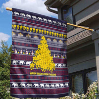 Thailand Christmas Garden Flag with Yellow Flower Tree Garuda Emblem and Elephant Holiday - Wonder Print Shop