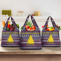 Thailand Christmas Grocery Bag with Yellow Flower Tree Garuda Emblem and Elephant Holiday - Wonder Print Shop