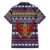 Thailand Christmas Hawaiian Shirt with Yellow Flower Tree Garuda Emblem and Elephant Holiday - Wonder Print Shop