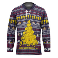 Thailand Christmas Hockey Jersey with Yellow Flower Tree Garuda Emblem and Elephant Holiday - Wonder Print Shop