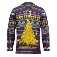 Thailand Christmas Hockey Jersey with Yellow Flower Tree Garuda Emblem and Elephant Holiday - Wonder Print Shop