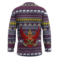 Thailand Christmas Hockey Jersey with Yellow Flower Tree Garuda Emblem and Elephant Holiday - Wonder Print Shop