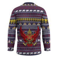 Thailand Christmas Hockey Jersey with Yellow Flower Tree Garuda Emblem and Elephant Holiday - Wonder Print Shop
