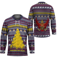 Thailand Christmas Hockey Jersey with Yellow Flower Tree Garuda Emblem and Elephant Holiday - Wonder Print Shop