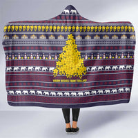 Thailand Christmas Hooded Blanket with Yellow Flower Tree Garuda Emblem and Elephant Holiday - Wonder Print Shop