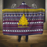 Thailand Christmas Hooded Blanket with Yellow Flower Tree Garuda Emblem and Elephant Holiday - Wonder Print Shop