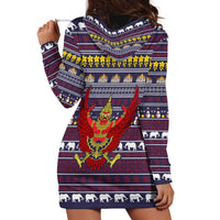Thailand Christmas Hoodie Dress with Yellow Flower Tree Garuda Emblem and Elephant Holiday - Wonder Print Shop