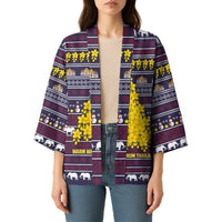 Thailand Christmas Kimono with Yellow Flower Tree Garuda Emblem and Elephant Holiday - Wonder Print Shop