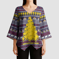 Thailand Christmas Kimono Sleeve Blouse with Yellow Flower Tree Garuda Emblem and Elephant Holiday - Wonder Print Shop