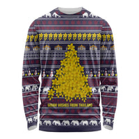 Thailand Christmas Long Sleeve Shirt with Yellow Flower Tree Garuda Emblem and Elephant Holiday - Wonder Print Shop