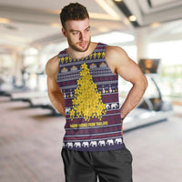 Thailand Christmas Men Tank Top with Yellow Flower Tree Garuda Emblem and Elephant Holiday - Wonder Print Shop