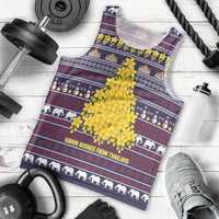 Thailand Christmas Men Tank Top with Yellow Flower Tree Garuda Emblem and Elephant Holiday - Wonder Print Shop