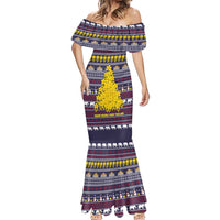 Thailand Christmas Mermaid Dress with Yellow Flower Tree Garuda Emblem and Elephant Holiday - Wonder Print Shop