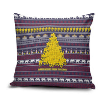 Thailand Christmas Pillow Cover with Yellow Flower Tree Garuda Emblem and Elephant Holiday - Wonder Print Shop