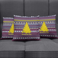 Thailand Christmas Pillow Cover with Yellow Flower Tree Garuda Emblem and Elephant Holiday - Wonder Print Shop