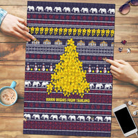 Thailand Christmas Puzzle with Yellow Flower Tree Garuda Emblem and Elephant Holiday - Wonder Print Shop
