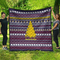 Thailand Christmas Quilt with Yellow Flower Tree Garuda Emblem and Elephant Holiday - Wonder Print Shop