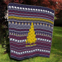 Thailand Christmas Quilt with Yellow Flower Tree Garuda Emblem and Elephant Holiday - Wonder Print Shop