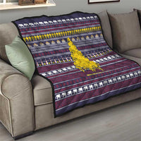 Thailand Christmas Quilt with Yellow Flower Tree Garuda Emblem and Elephant Holiday - Wonder Print Shop