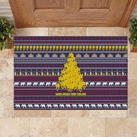 Thailand Christmas Rubber Doormat with Yellow Flower Tree Garuda Emblem and Elephant Holiday - Wonder Print Shop