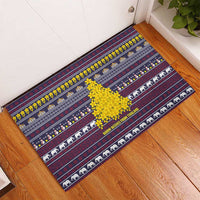 Thailand Christmas Rubber Doormat with Yellow Flower Tree Garuda Emblem and Elephant Holiday - Wonder Print Shop