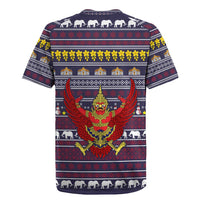 Thailand Christmas Rugby Jersey with Yellow Flower Tree Garuda Emblem and Elephant Holiday - Wonder Print Shop