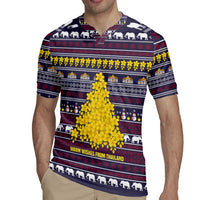 Thailand Christmas Rugby Jersey with Yellow Flower Tree Garuda Emblem and Elephant Holiday - Wonder Print Shop