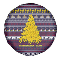Thailand Christmas Spare Tire Cover with Yellow Flower Tree Garuda Emblem and Elephant Holiday - Wonder Print Shop