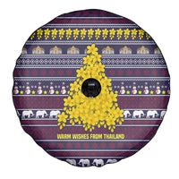 Thailand Christmas Spare Tire Cover with Yellow Flower Tree Garuda Emblem and Elephant Holiday - Wonder Print Shop