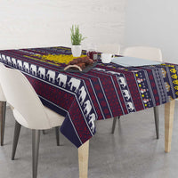 Thailand Christmas Tablecloth with Yellow Flower Tree Garuda Emblem and Elephant Holiday - Wonder Print Shop